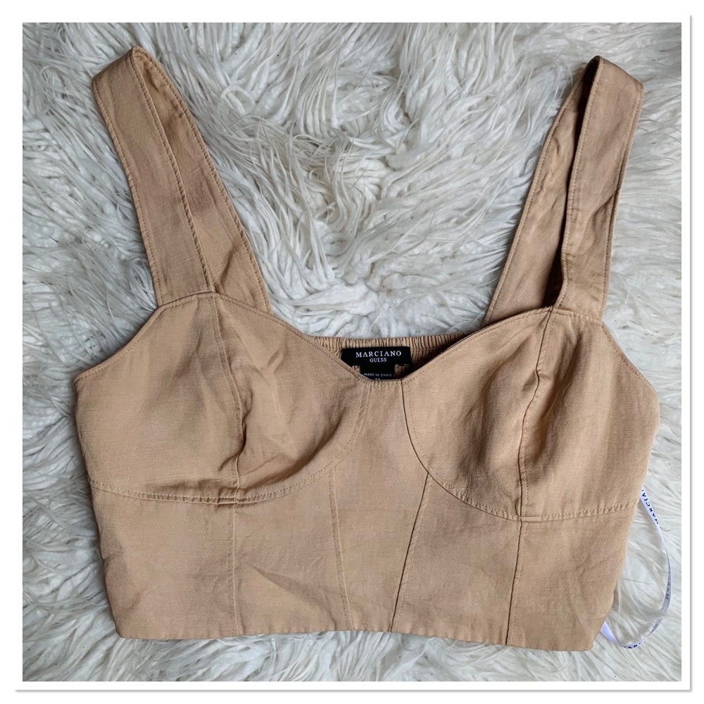 Marciano Guess Provence Bustier Crop Top Tan Khaki Brown Size Medium